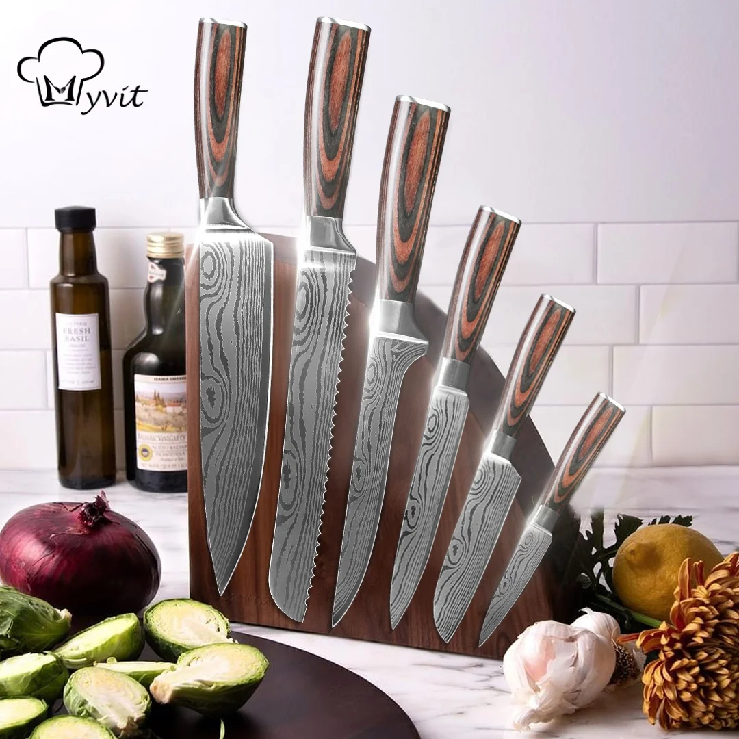 Japanese Chef Knife Set 1-5 PCS Professional Ultra Sharp Kitchen Knives Set With Ergonomic Wood Handle for Cooking Meat cleaver