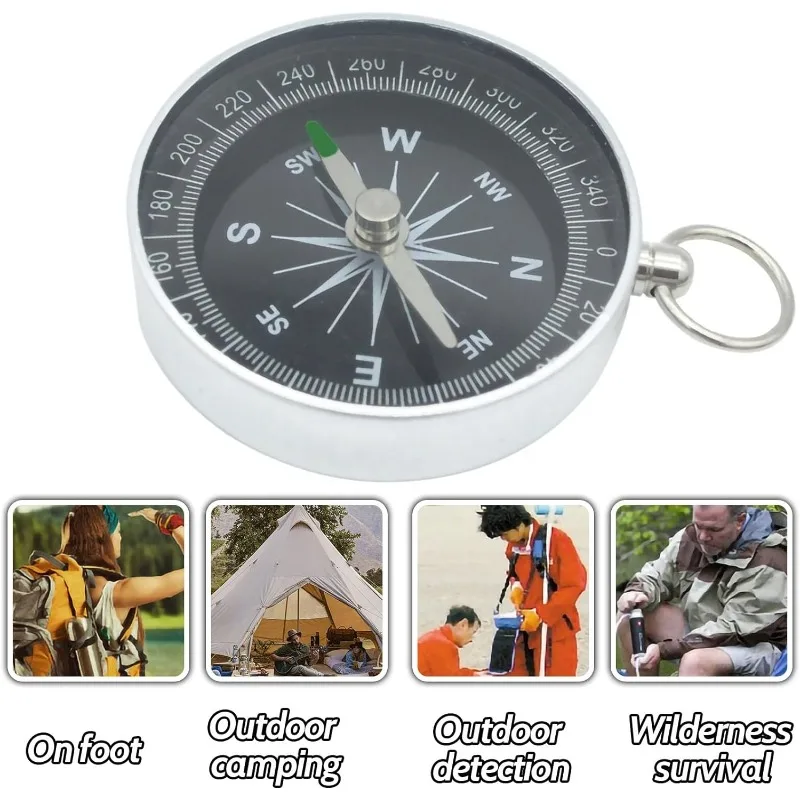 Portable Compass Key Chain for Outdoor Camping Lightweight Aluminum Compass Trekking Hiking Survival Compass