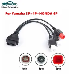 3 IN 1 Motorcycle Diagnostic Connector Cable For Yamaha 3pin 4pin for honda 6pin OBD2 Cable Adapter OBD 2 Motor Extension cable