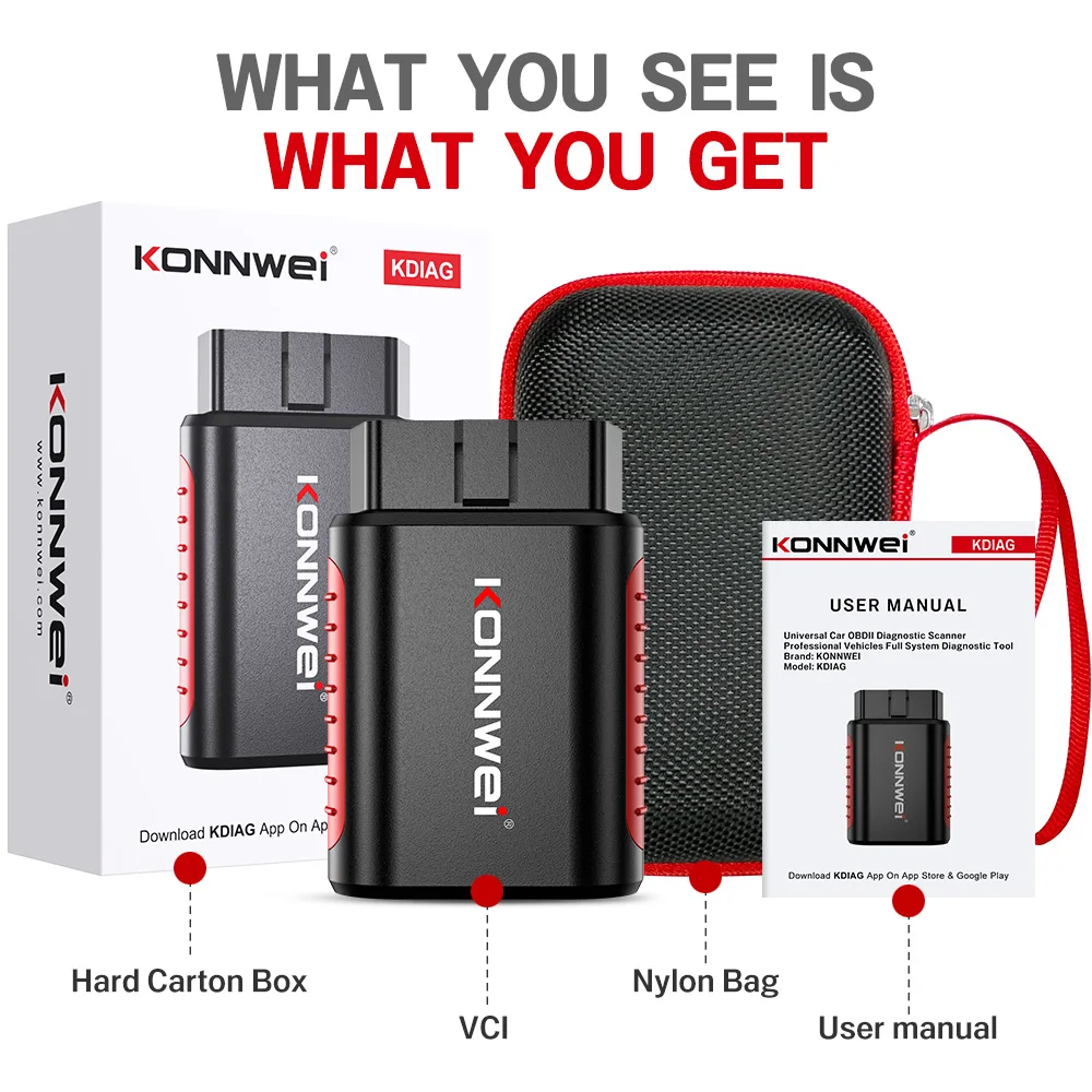 

KDIAG KONNWEI Bluetooth Full System Car Diagnostic Tool All System Auto Scanner Code Reader Oil Reset Battery Match