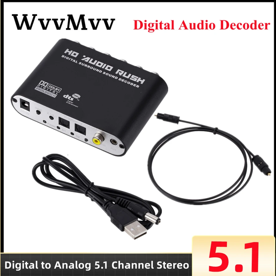 AC3 Audio Digital to Analog 5.1 Channel Stereo DAC Converter Optical SPDIF Coaxial AUX 3.5mm to 6 RCA Sound Decoder Amplifier