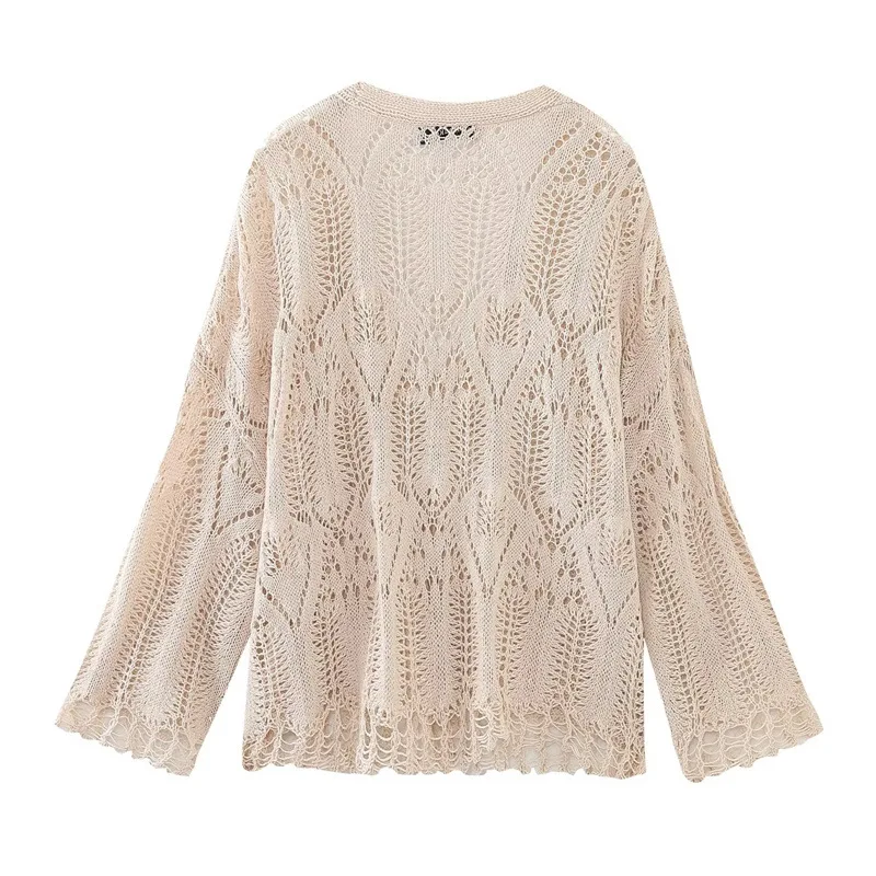 Girly Style Fresh Fringed Sweater Summer V-neck Fashion Hollowed-out Inner Wear Loose Slimming Short Top Women Wholesale