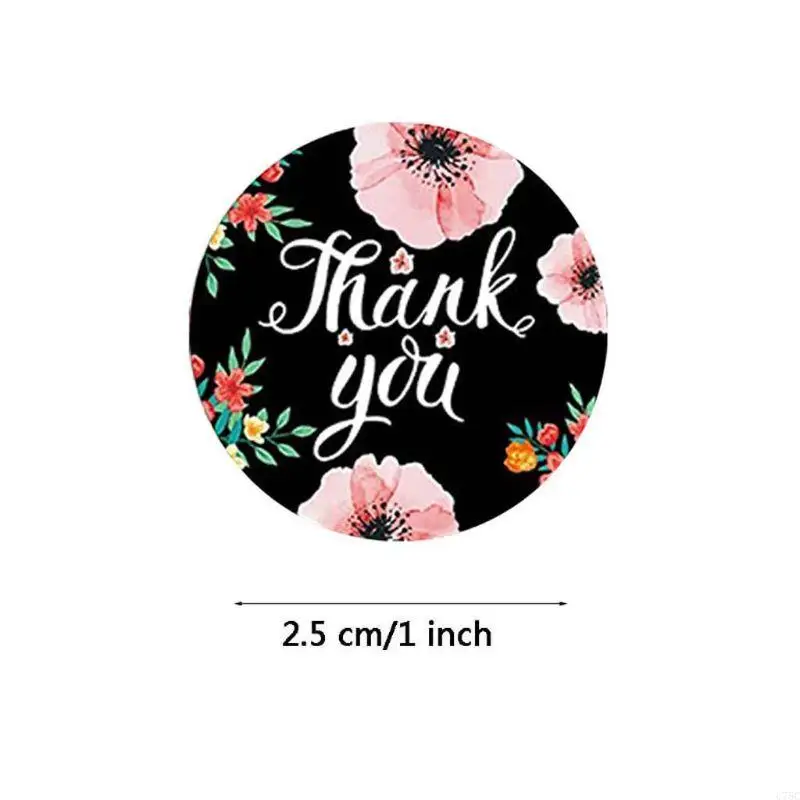 U75C pièces rondes Autocollants Roll Roll Adhesive Floral Label Reward Stickers