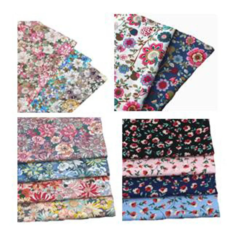 

Viaphil 100% Cotton Graceful Blooming Poplin Flower Series Pattern Printed Cotton Fabric Patchwork Cloth Dress Home Decor