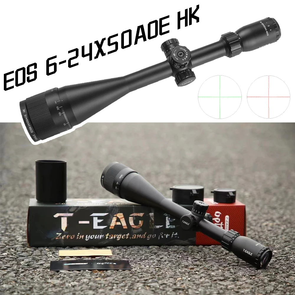 Optics EOS 6-24x50 AOE HK Rifle Scope Hunting Optical Aim Collimator Riflescope Tactical Airsoft Gun Sight Red Green Reticle