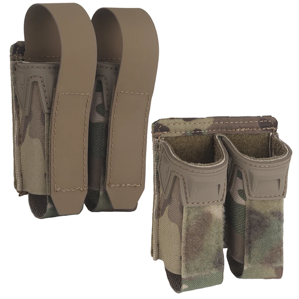 Camo Style Pistol Mag Pouch MOLLE Fast 9MM Single Mag Pouch Hunting Airsoft Mag Bag Tactical Gear with Flip Buckle Fixed