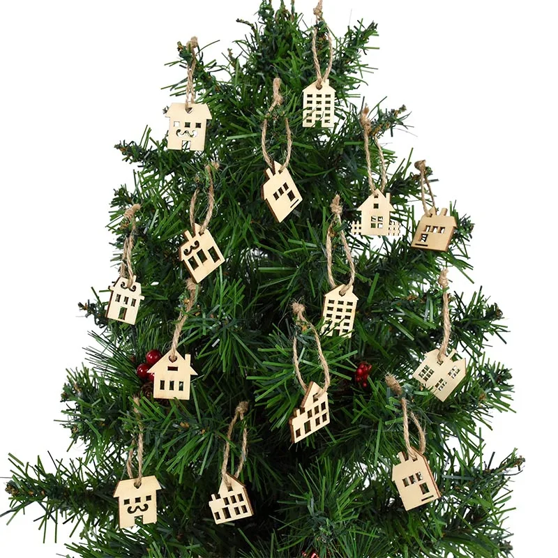 25Pcs natale casa in legno modello fai da te artigianato in legno ornamenti forniture per feste di natale decorazioni per la casa