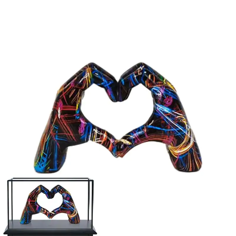 Colorful love gesture ornament, resin craft decoration for home living room desktop and bookshelf, couple, Valentine\'s Day gift