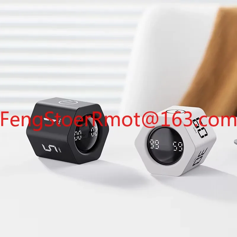 1/5/10/30/60min Hexagon  Desk Flip Rotary Loop Productivity Timer Cube Big Screen Countdown Visual Pomodoro Timer  for Kids