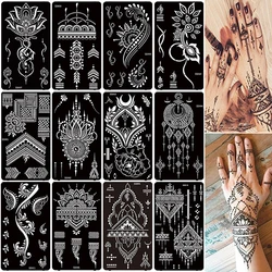 12 blätter Henna Schablone Temporäre Tattoo Aufkleber Airbrush Indien Blume Körper Kunst Vorlage für Hochzeit Party