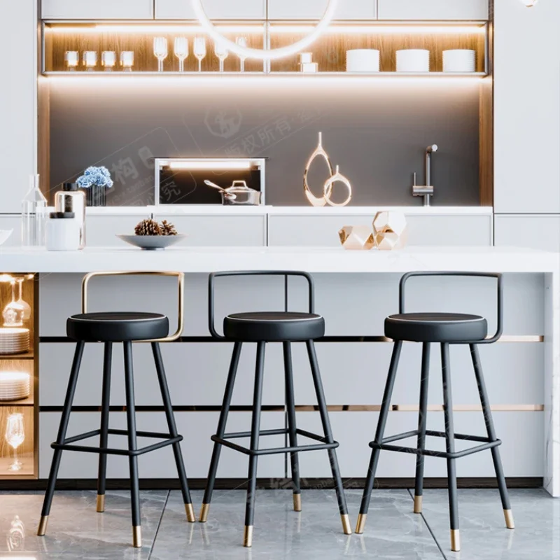 Modern Minimalist Iron High Legged Stool Light Luxury Bar Restaurant Coffee Shop Front Desk Bar Chair Nordic Metal Furniture