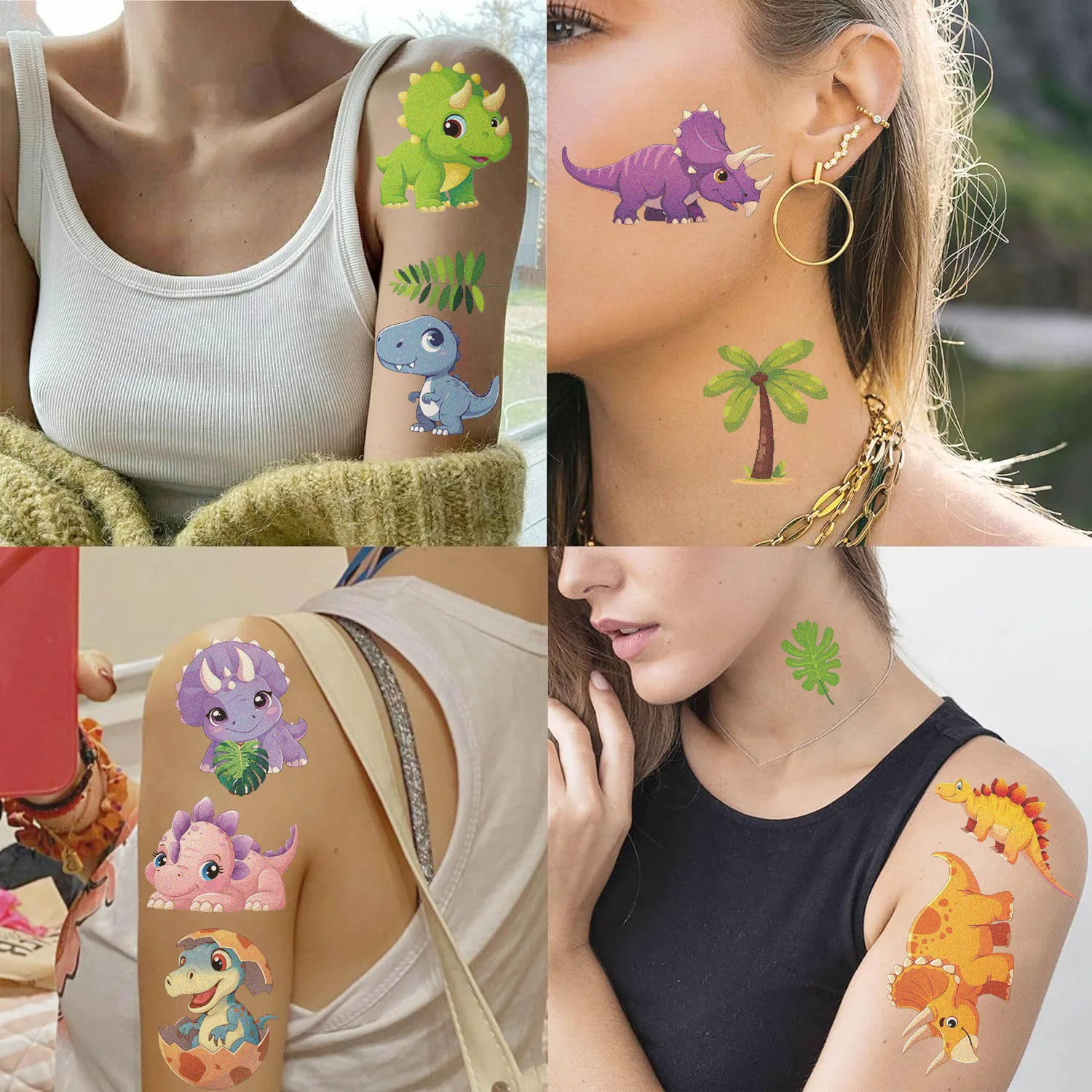 10 Sheets Dinosaurs Tattoo Sticker Temporary Fake Tattoo Arm Hands Body Waterdichte Tatouages Pour Gift