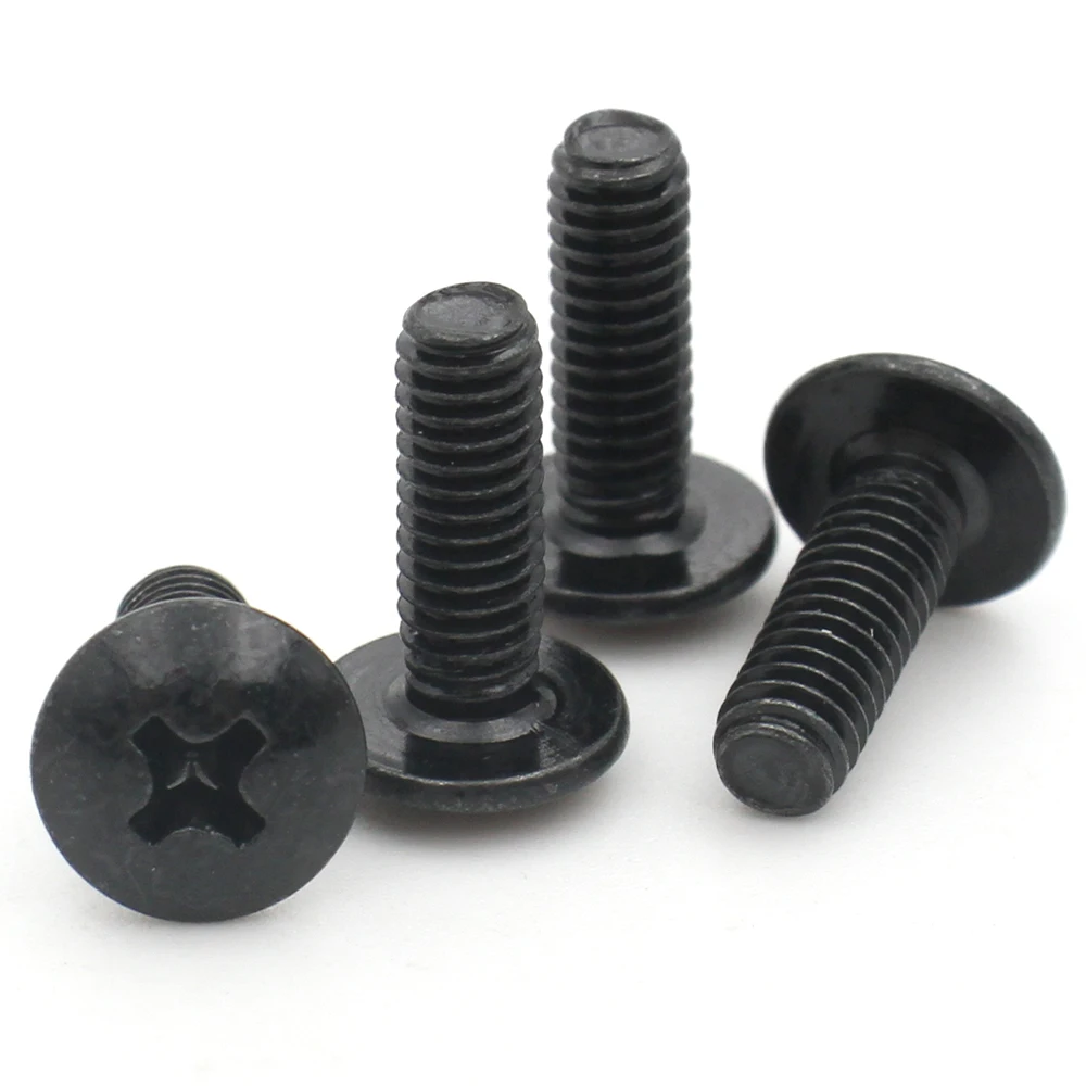 10pcs/lot M2 M2.5 M3 M3.5 M4 M5 M6 Black Plated Electronic Carbon Steel Cross Phillips Truss Mushroom Head Screw Bolt image 4