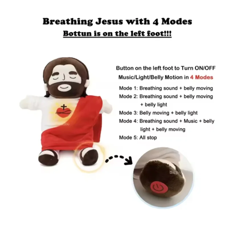 جديد التنفس يسوع تهدئة ألعاب من نسيج مخملي للأطفال لينة مهدئا يسوع بلوشيز مريح يسوع لعبة على شكل قلب هدايا عيد الفصح عيد الميلاد #5