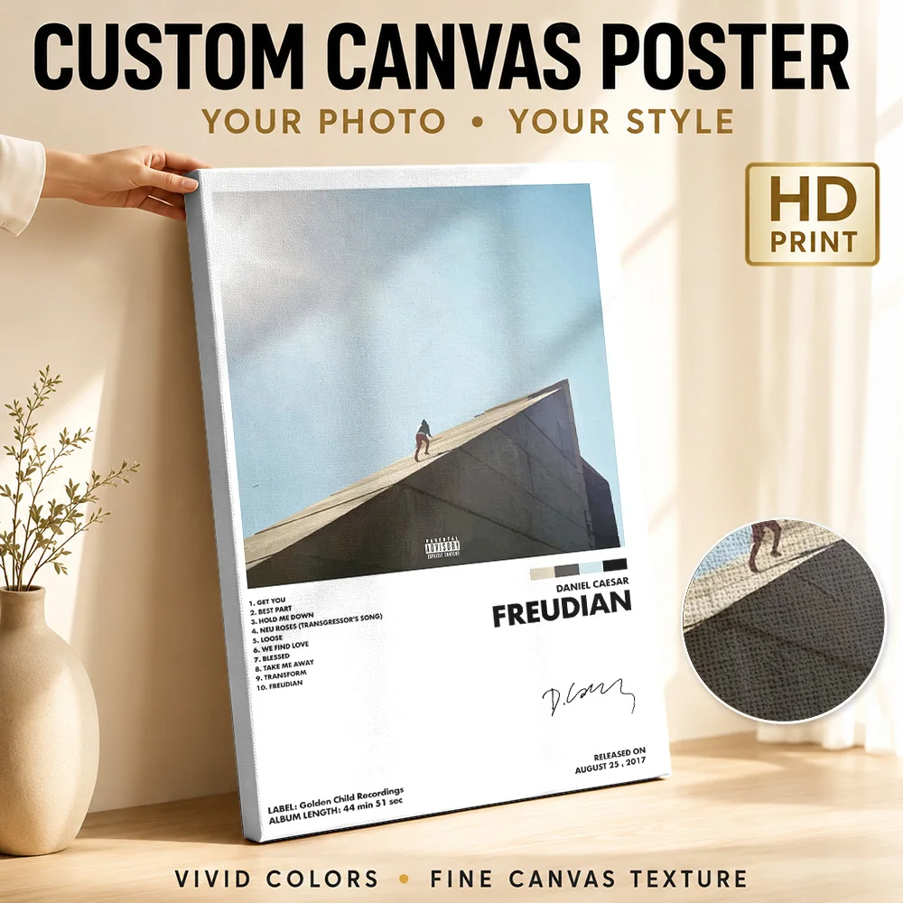 Daniel Caesar Freudian Album Framed Canvas Poster Grunge Style Wall Decor With Customized Photo For Living Room Ideal Fan Gift