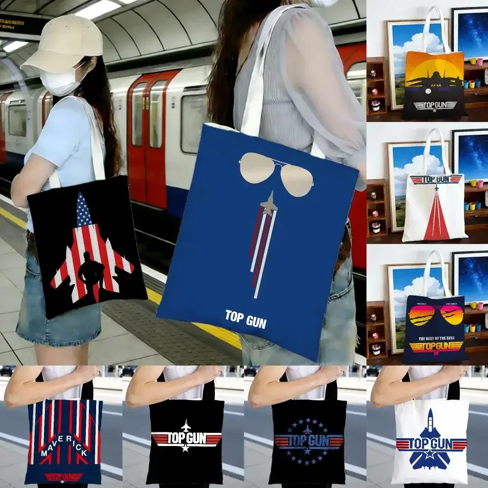 aviation movie T-Top Gun Storage Bags Printed Series Shoulder Bag Portable Daily Lightweight Tote Bag