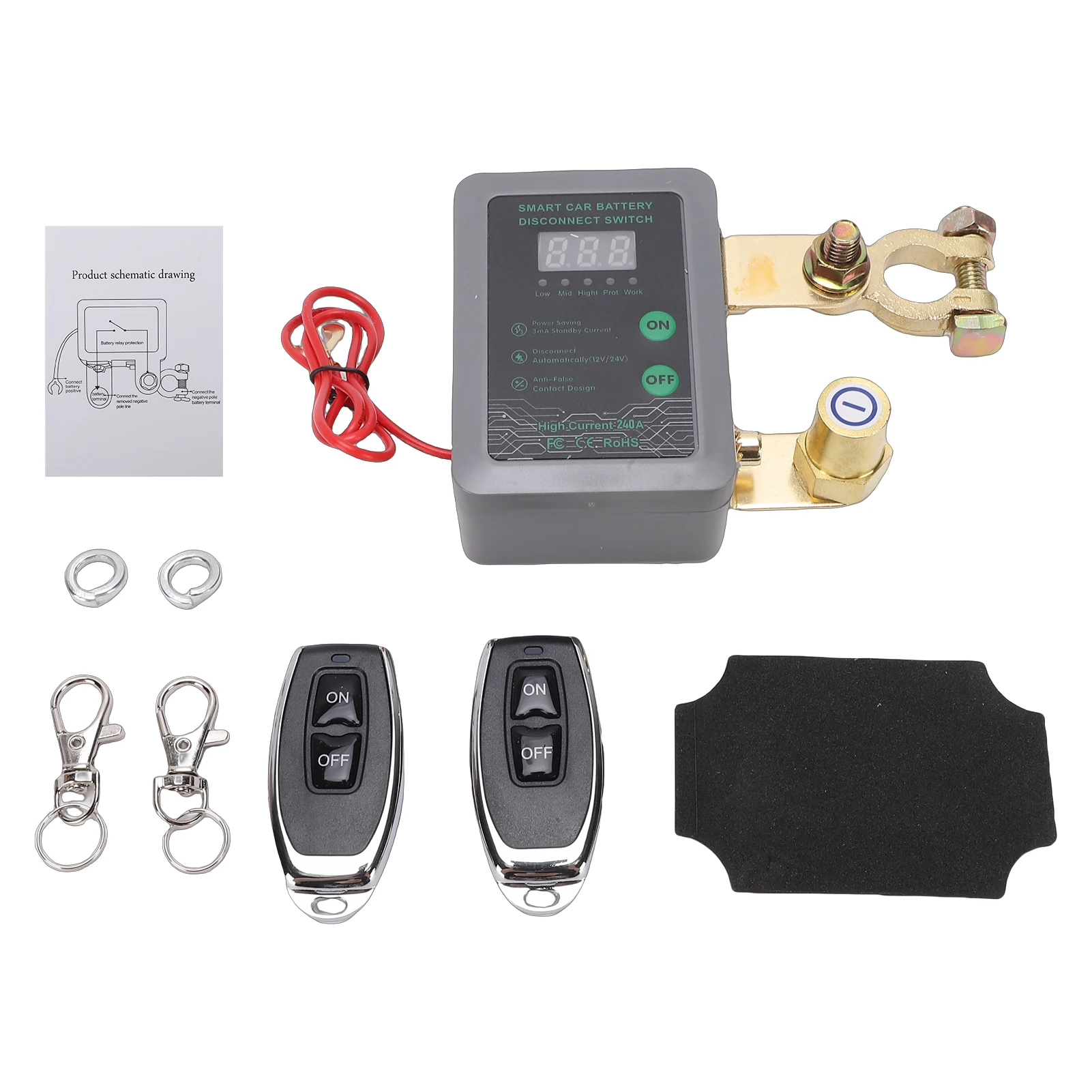 

Интеллектуальный выключатель аккумулятора 12В/24В с цифровым дисплеем, ручной дистанционный изолятор батареи для автомобилей, внедорожников, минивэнов, электромобилей