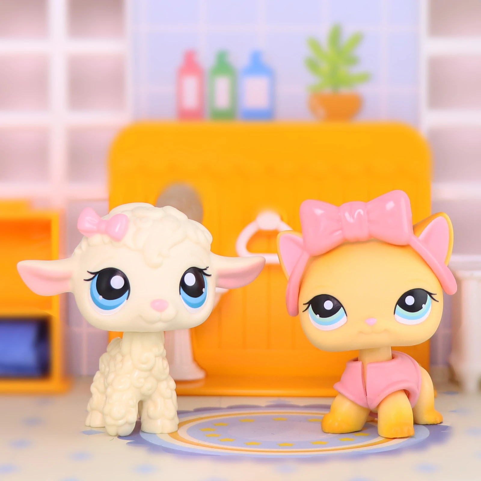 2 szt. Minilpsshop Pet Shop Kot Krótkowłosy # 339 Owca jagnięca # 186 Popularnych Figurków dla Dzieci, Urocze Prezenty, Zabawki typu Bobble Head, Kolekcjonerskie dla lps