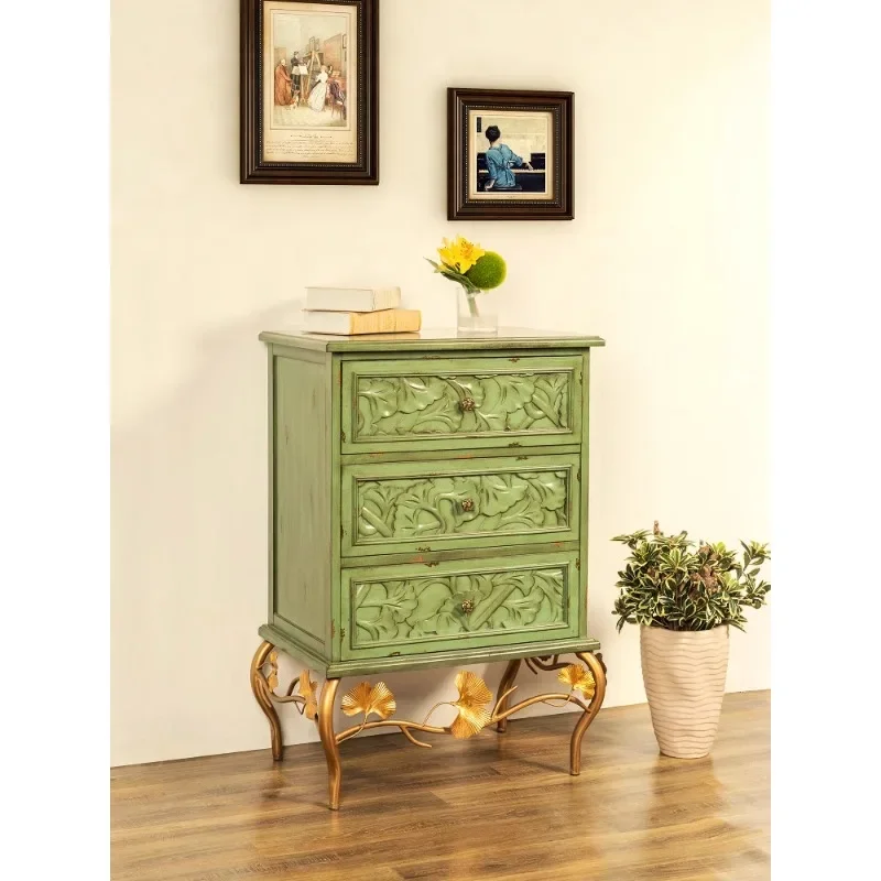 Sofá esquinero de madera maciza americano, gabinete de almacenamiento para sala de estar con borde retro, armario decorativo para dormitorio, balcón, entrada