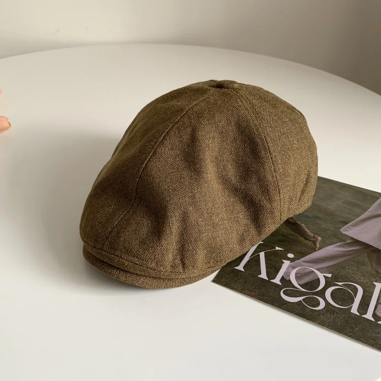 Vintage Y2K Damen und Mädchen Baumwolle Leinen Newsboy Cap koreanischen Stil Baskenmütze atmungsaktiv Sommer Frühling Herbst Hut – Detail 12