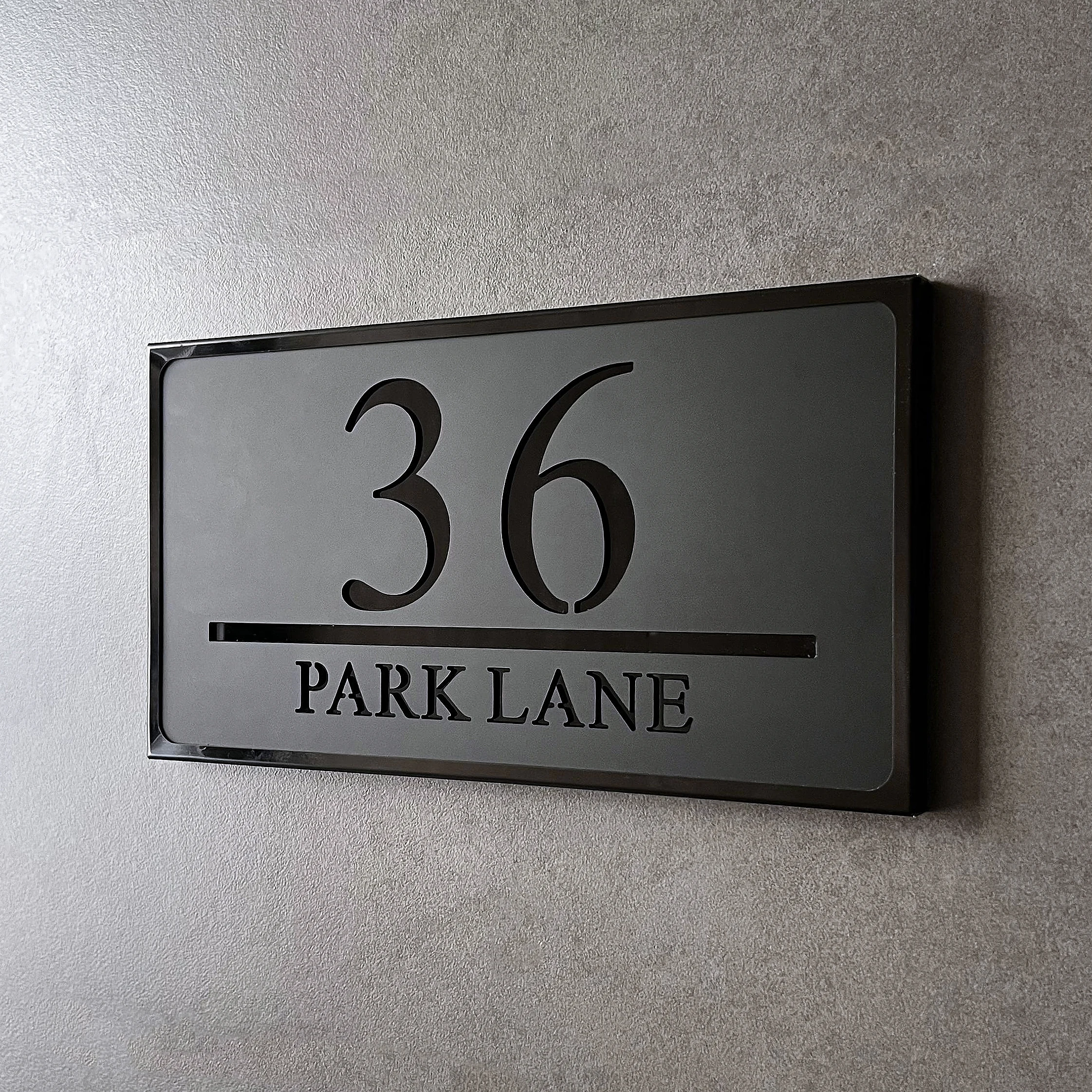 

Customized House Number Plate With Metal Frame 3D Laser Cut Acrylic House Number Outdoor Address Plaque Custom Door Sign Decor