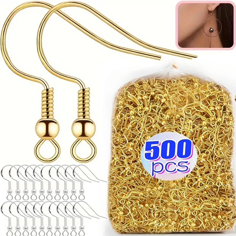 100/500pcs DIY Earring Findings Earrings Clasps Hooks Stainless Steel Hypoallergenic Earring Making Accessories Hook Earwire