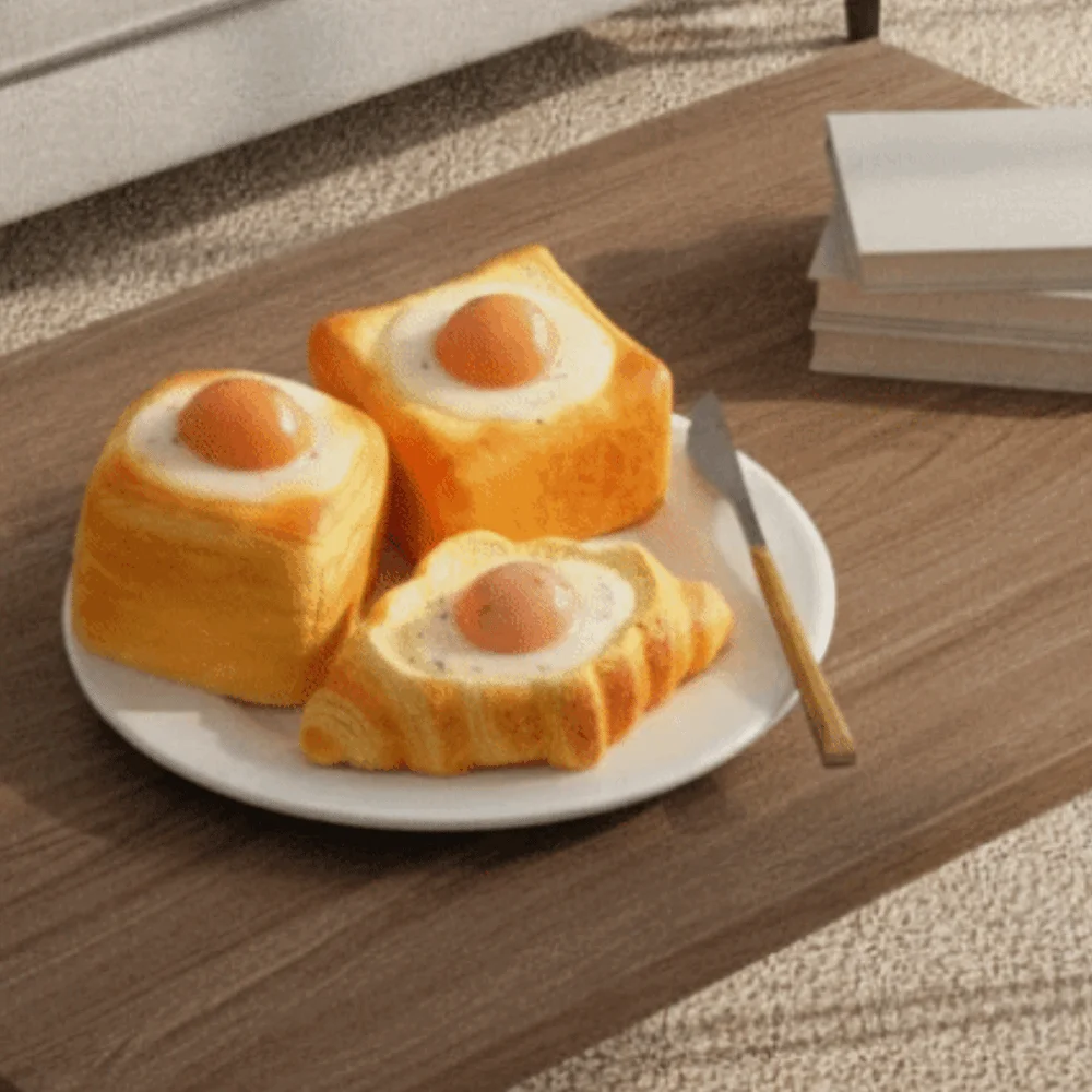 Simulated Simulated Egg Toast Squeeze Prank Decoration Slow Rising Bread Squishy Oversized Realistic Sensory Fidget Bread
