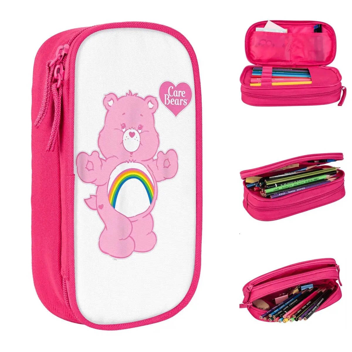 Care Bears Cheer Bear Pencil Case Pencil Pouch Pen Box for Girl Boy Big Capacity Bag Students School Zipper Stationery