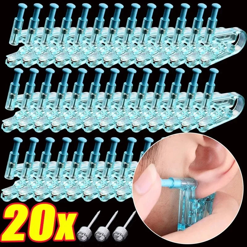 1/20 Stück Tragbare Aseptische Ohrlochstechpistole Mini Transparentes Sicherheits-Nasen- und Ohrring-Piercing-Set Maschinen-Kit mit Ohrsteckern Körperschmuck-Werkzeuge – Detail 3