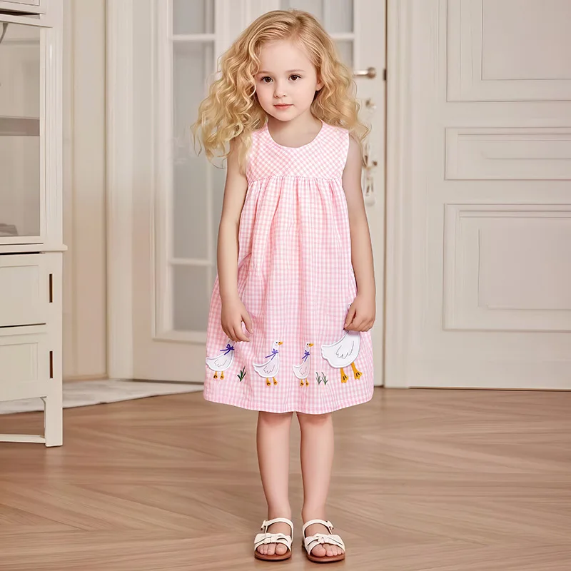 Wholesale Girls' Sleeveless Sundresses - Adorable Summer Dresses Designs: Solid Colors (blue/pink) + Classic Checkered Patterns