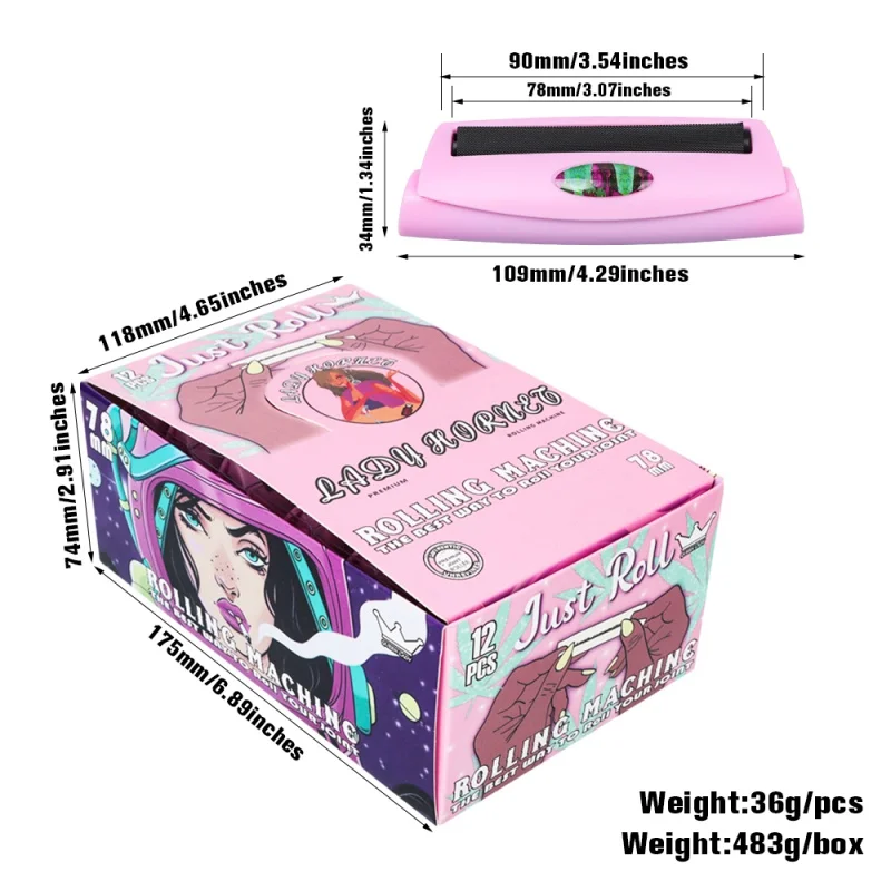 LADY HORNET-máquina de laminación de plástico rosa para mujer, fabricante de cigarrillos portátil, accesorios para hacer cigarrillos de mano, 12/1