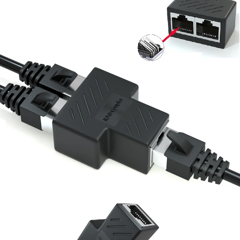 Network Rj45 Cable Port Network Cable Splitter Extender Plug Adapter Connector (8 Core) Split Into Two Splitter