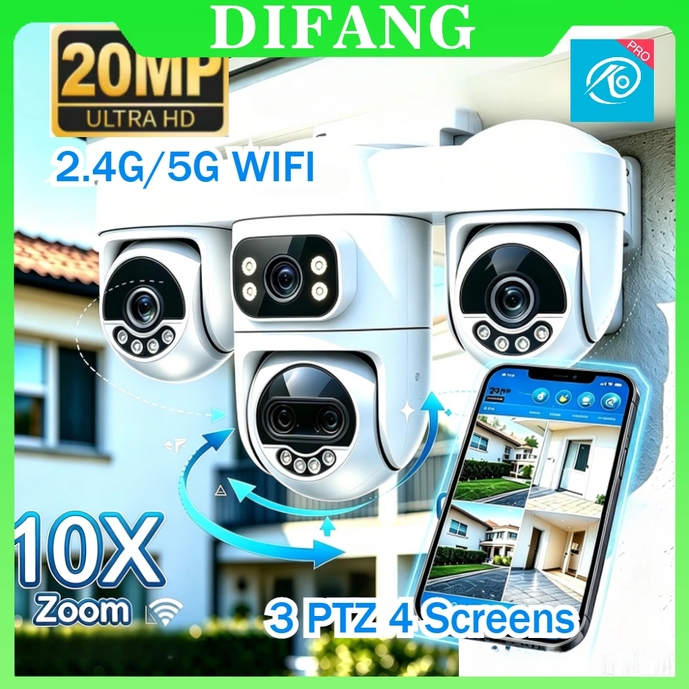25mp-10k-24g-5g-wifi対応-屋外ptzセキュリティカメラ-5レンズ-クアッド4画面-3ptz-10倍ズーム-ai追跡-cctv監視ipカメラ