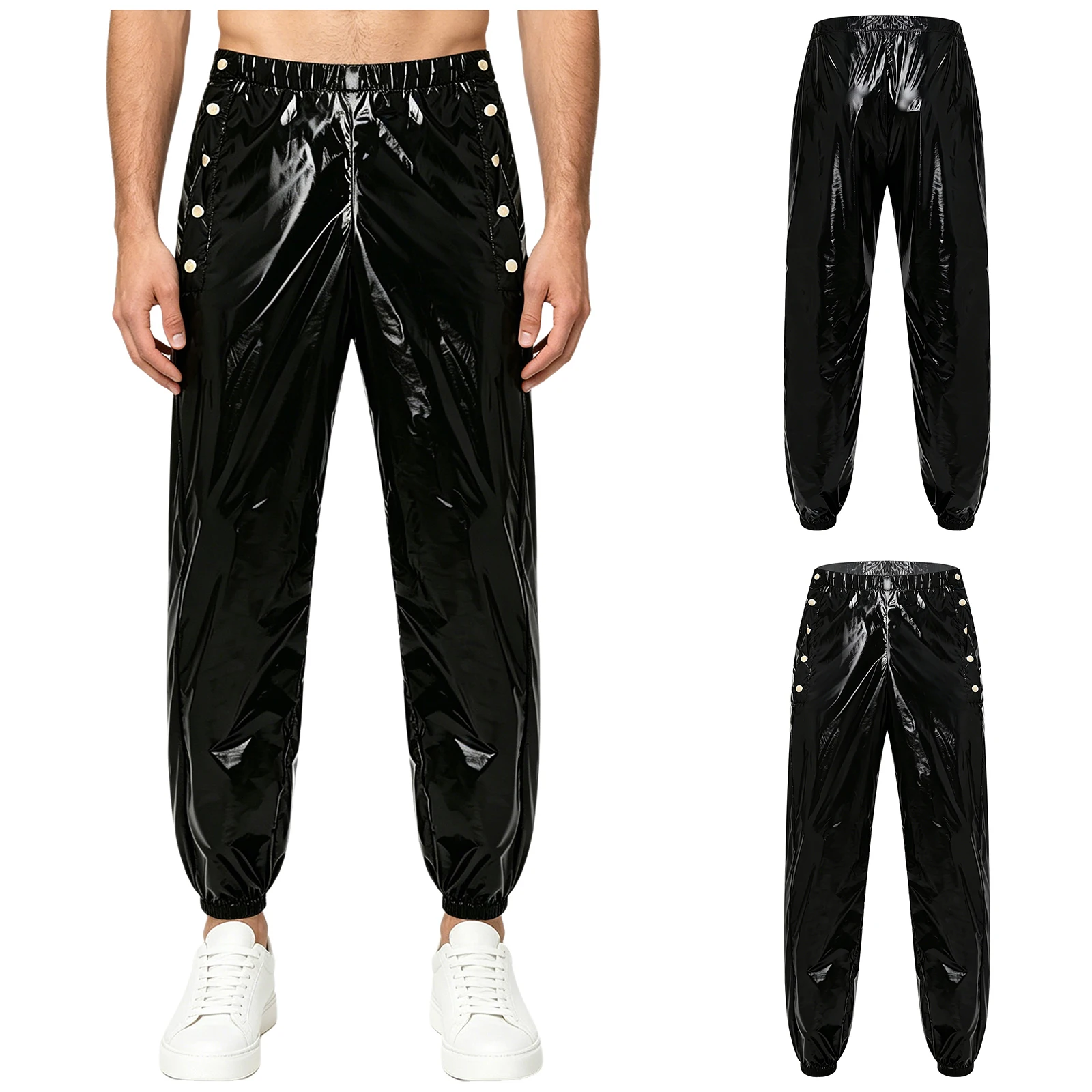Men Women Glossy Waterproof Swim Trousers Swimwear Leak-proof Diaper Cover Beach Pool Workout Cycling Running Jogging Pants