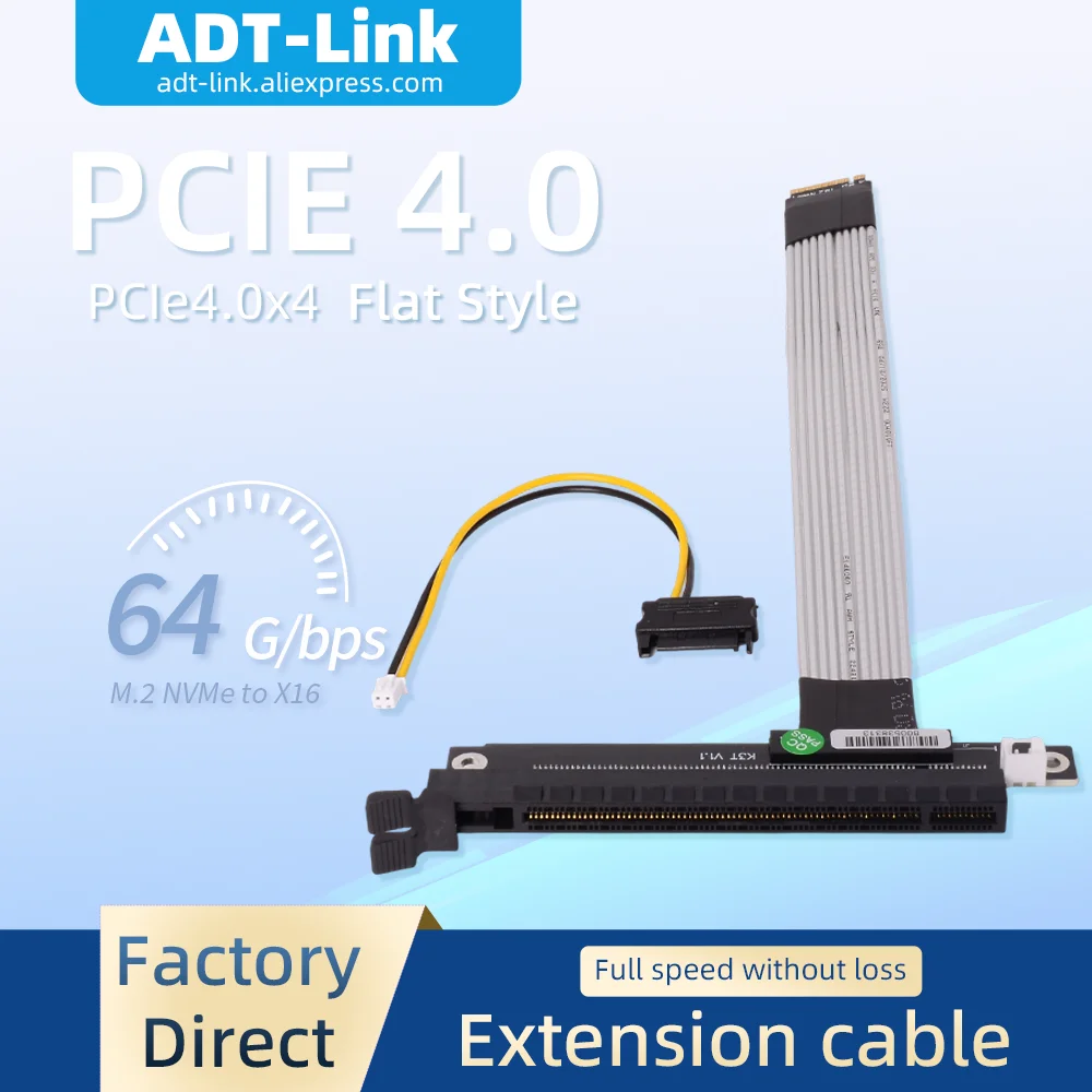 

ADT-Link M.2 NGFF к PCIE x16 16x NVMe STX Удлинительный кабель видеокарты для материнской платы Переходник с изогнутым углом M.2 на 90 градусов
