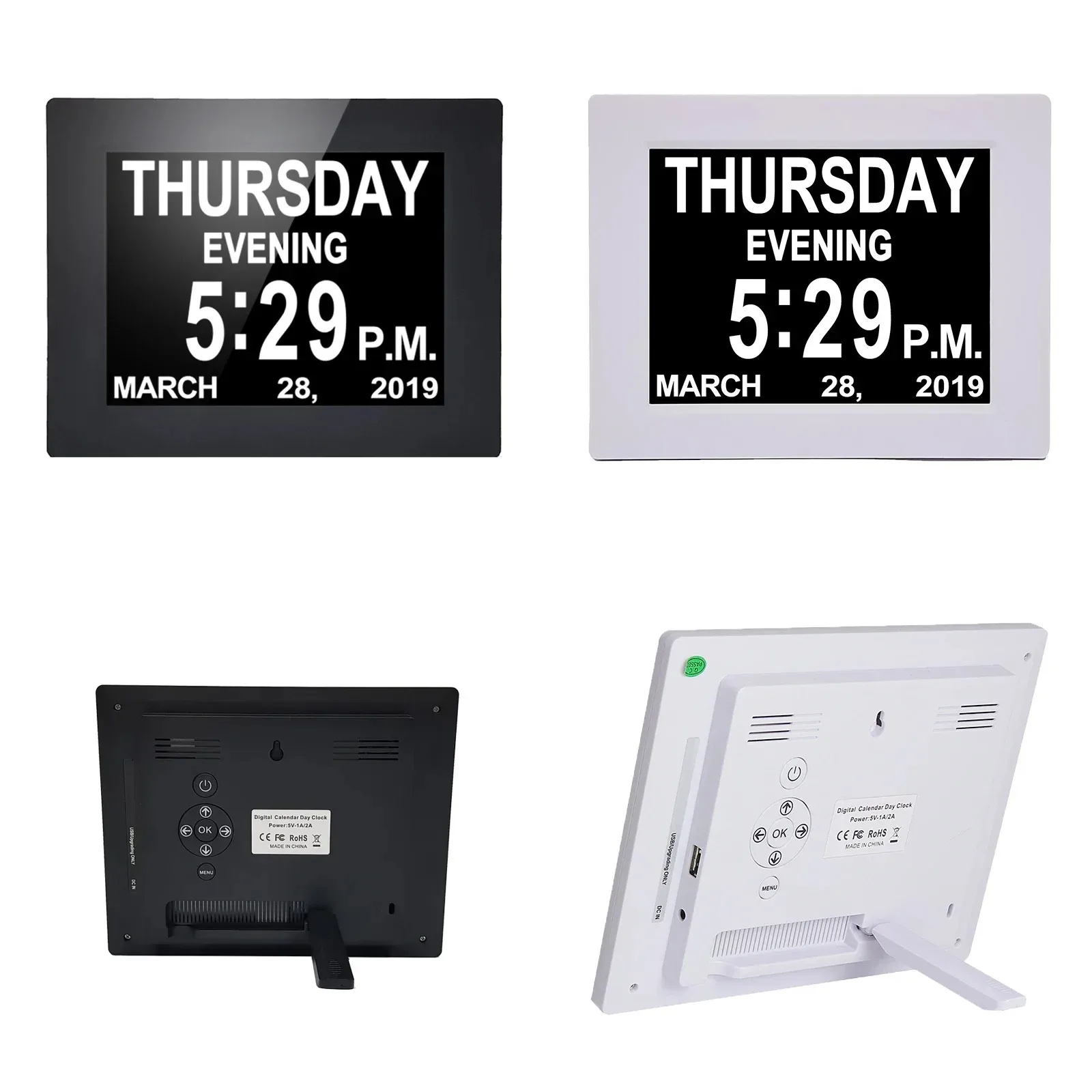 8 Inch Dementia Clock, Large Display Digital Calendar Day Clock for Vision Impaired Elderly Memory Loss