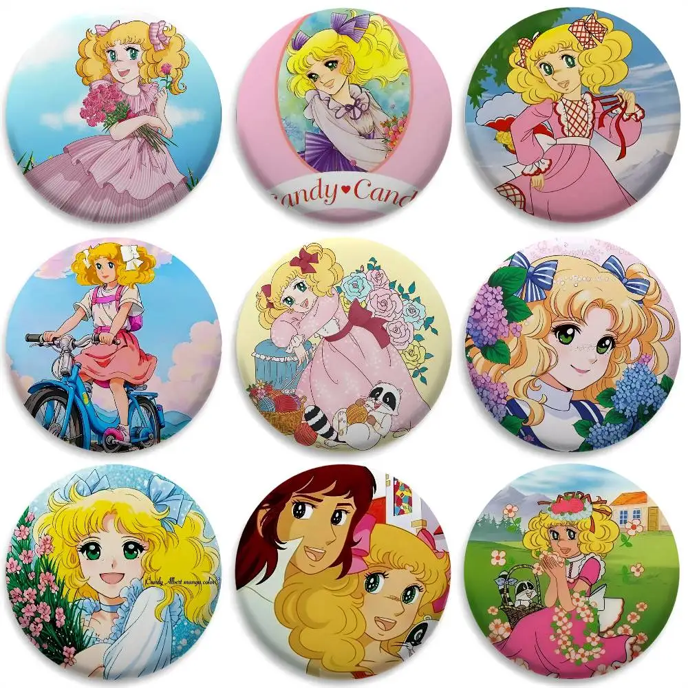 

C-Candy Candy Anime Badges Round Exquisite Badge Brooches Creative Pins For Clothes Hat Backpack Gift Accessories