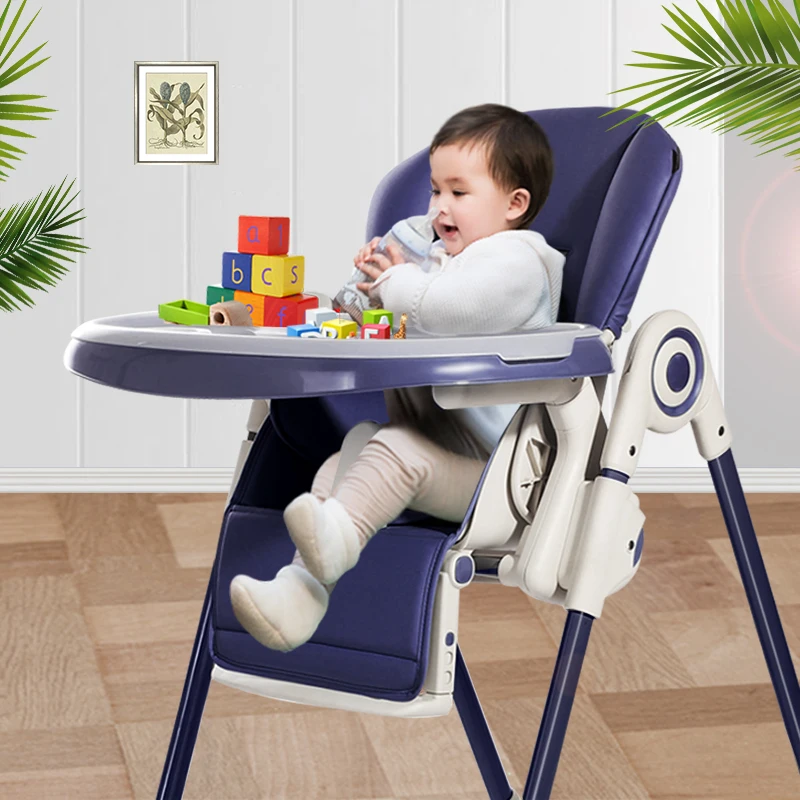 Water-proof baby high chair with wheels adjustable height 4-position backrest dining desk for kids portable