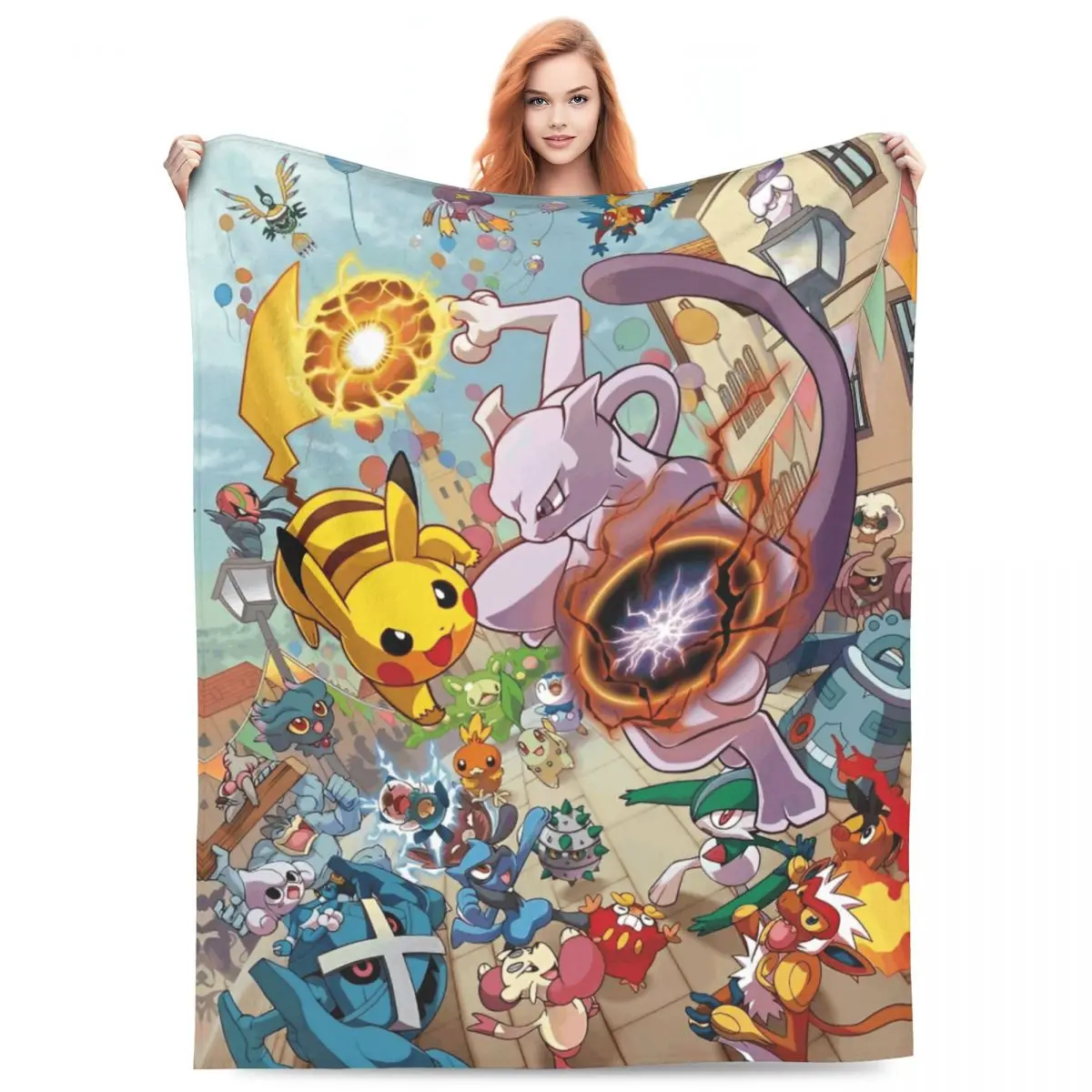 

Милые вязаные одеяла в стиле манга, шерстяные одеяла с покемонами, летние персонализированные мягкие теплые постельное белье с кондиционером