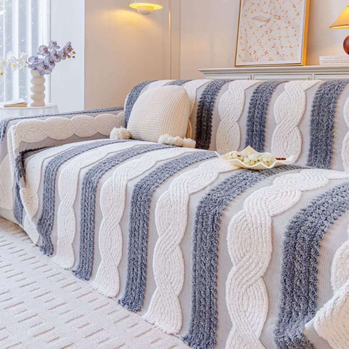 Modern Autumn Winter Plush Couch Cover Cloth Four Season Universal Sofa Towel 2024 New Anti Slip Full Cover Blanket 3 Seat