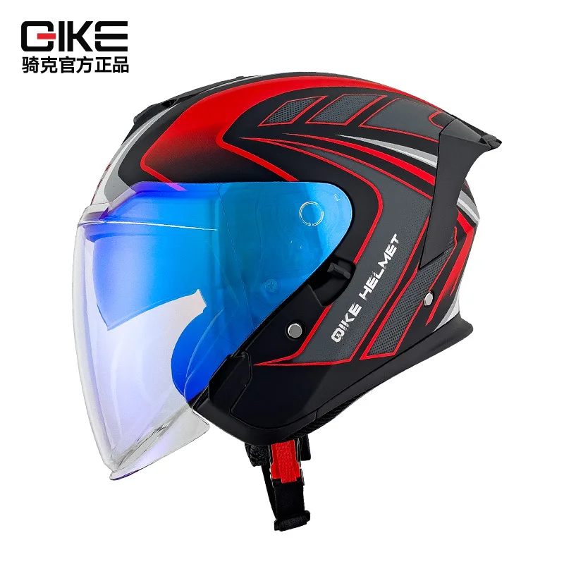 

Retro Cruise Motorcycle Helmet Men's Three-quarters Double Lens Bluetooth Half Helmet Cruise Motorcycle Universal Capacete