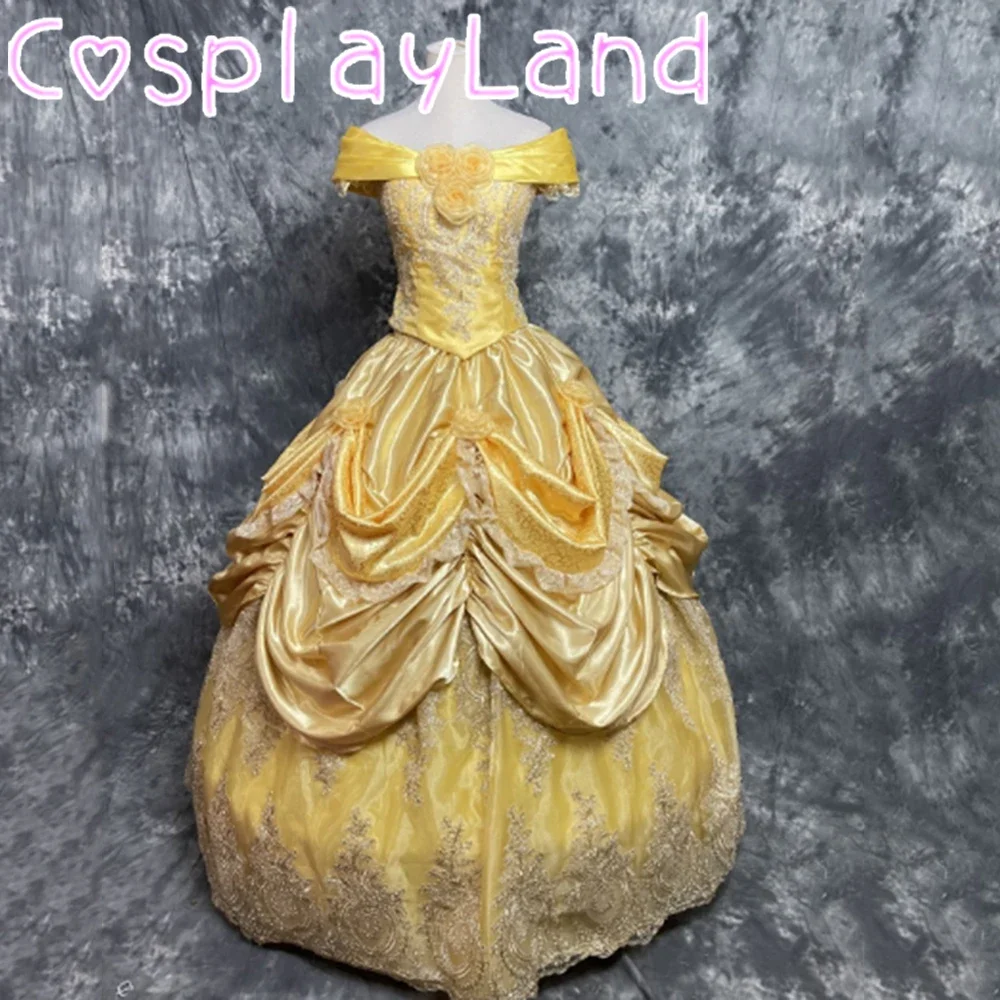 

Luxury Princess Dress Halloween Carnival Party Ball Gown Dress Cosplay Costume With Petticoat Lace Up Yellow Fancy Dress