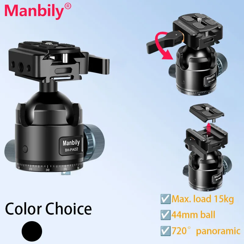 

Manbily BH-PA02 Aluminum 44mm Tripod Ballhead Adapter Hunting Rifle Clamp Adapter Arca-Swiss Max.Load 15kg/33.06lbs