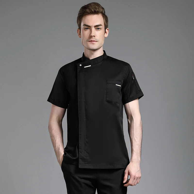 Professionele Chef-Kok Jas Bakkerij Pizza Cook Wear Chef Shirts Kookpak Korte Mouw Hotel Kostuum Keuken Blouse Voor Man