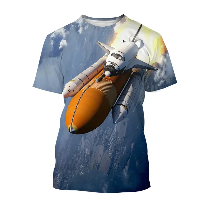 3D Printed Space Capsule Fashionable and Personalized Men's T-shirt with Summer Space Suit Pattern - A Trendy Streetwear Item