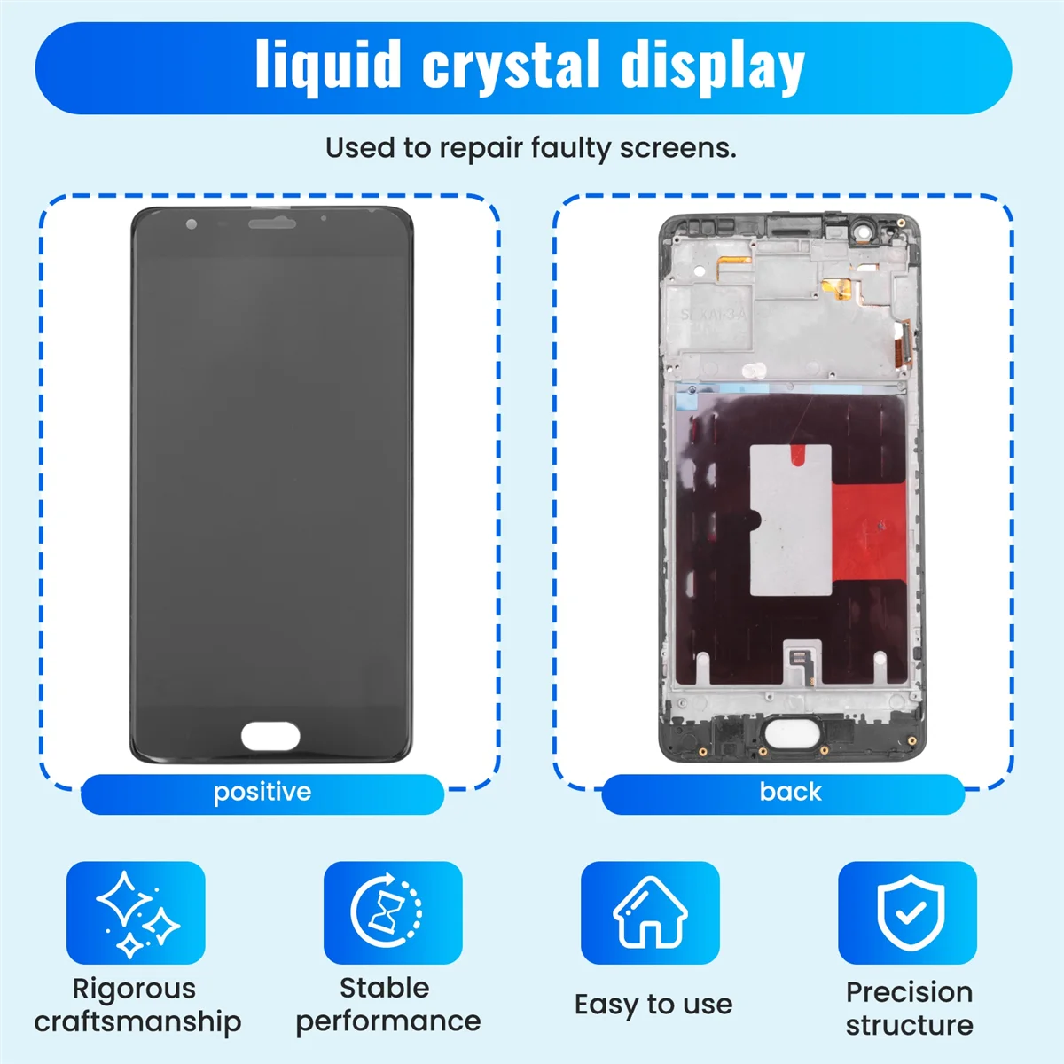 POSV-LCD ディスプレイ接触スクリーンデジタイザアセンブリ Oneplus 3 3T A3000 1+3 1+3T 修復ツール付き ブラック フレーム付き