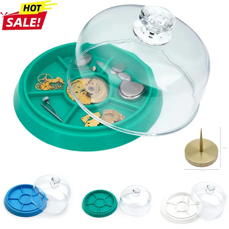 Plateau de rangement pour pièces de montre, plateau anti-poussière pour mouvements de montre, plateau anti-humidité et anti-poussière pour horlogers, boîte de protection