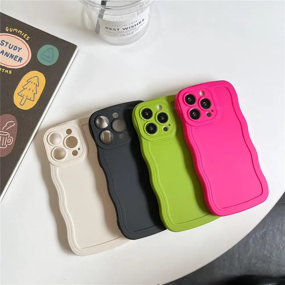 Ultra Slim Soft TPU Solid Color Silicone Phone Case For Xiaomi Poco F5 X5 M4 F4 X3 F3 M3 X2 F2 X4 GT Pro Curly Wave Back Cover