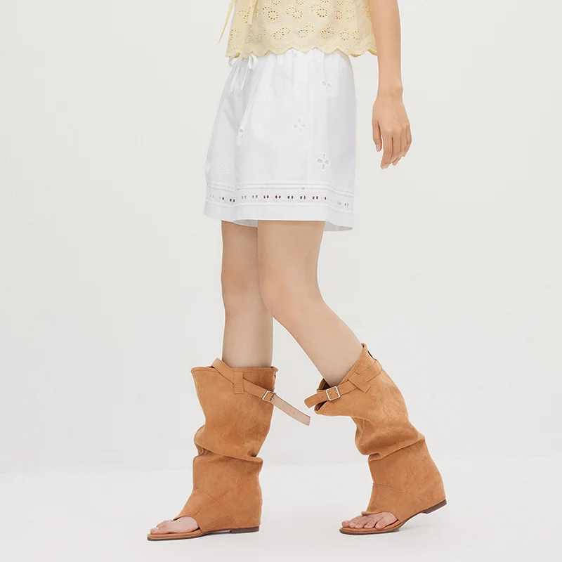 White Embroidered Casual Loose Pants for Women