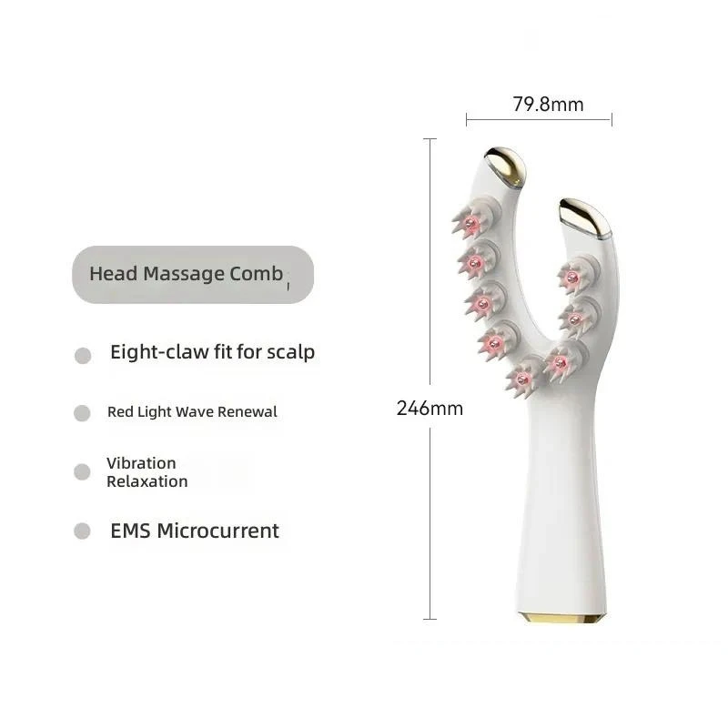 New EMS Micro Current Red Light Massage Comb Electric Scalp Care Massager for Head